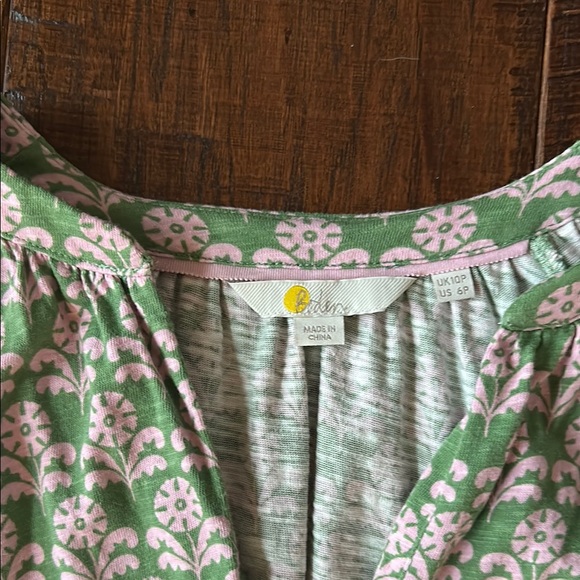 Boden Green V-Neck Mini Dress with 3/4 Sleeves - Picture 3 of 8